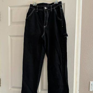 COTTON-ON Black denim pants with white stitching